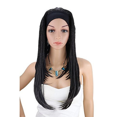 Kalyss 3/4 Half Red Wig Hand Tied Long Twist Braided Afro Hair Wig With Black Headband