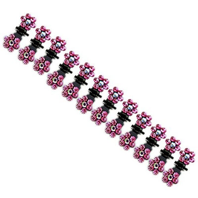 12pcs Crystal Rhinestone Assorted Bangs Mini Hair Claw Clip Hair Pin Flower Accessories for Girl Women Baby