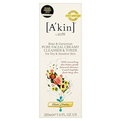 A'kin Creamy Rose & Geranium Cleanser & Toner 225ml (PACK OF 4)
