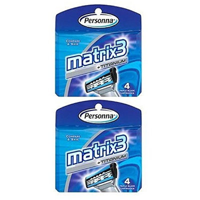 Personna Matrix3 Titanium Triple Blade Refill Cartridge Blades, 4 Ct. (Pack of 2) + FREE LA Cross Blemish Remover 74851
