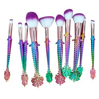 10 pcsMakeup Brush Set, Synthetic Soft Flat Top Foundation Bronzer Eyeshadow Blending Kabuki Brush