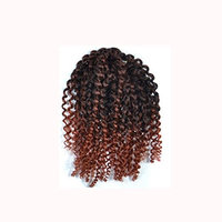 AMA(TM) Afro Kinky Curly Ombre Wigs for Black Women Jerry Curl Short Twist Crochet Braids Bob Synthetic Hair (C)