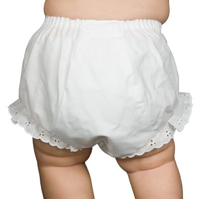 Christening Day Baby Girls White Double Seat Diaper Cover Bloomers
