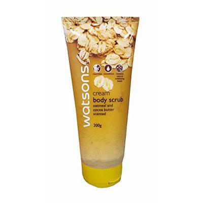2 packs of Watsons Oatmeal And Cocoa Butter Scented Cream Body Scrub. Nourishes, Smoothens, Contains natural exfoliating beads. (200 g/pack)