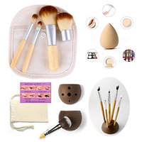 Eye Makeup Brushes 6 Pieces Essential Eye Brush Set for Eyeliner Eyeshadow Brow Smudge Cosmetic Tools Kits Plus Bonus Sponge Blender Cleaner Holder Quick Eye Stencils Pouch Bag