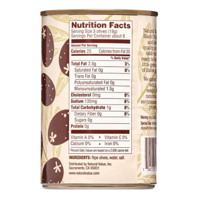Natural Value Black Ripe Olives, Pitted Jumbo, 5.75 Ounce (Pack of 12)