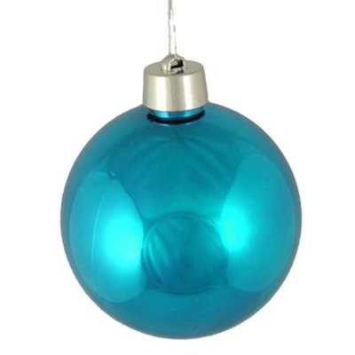 Huge Shiny Turquoise Blue Shatterproof Christmas Ball Ornament 12