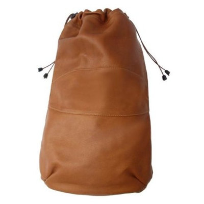 Drawstring Leather Shoe Bag in Saddle