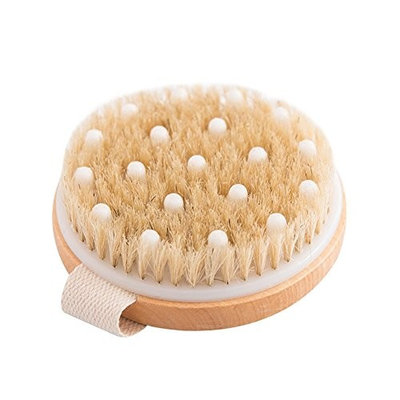 Natural Boar Bristle Gentle Exfoliating Bath Body Brush Gentle Massage Nodes Brush Shower Brush for Wet or Dry Brushing