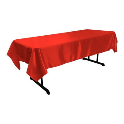 LA Linen TCbridal60X84-RedB98 Bridal Satin Rectangular Tablecloth Red - 60 x 84 in.