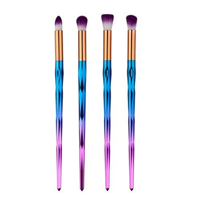 4 Piece Gradient Rainbow Makeup Brushes Set Eyeshadow Cosmetic Make Up Tools Professional Natural Beauty Palette Vanity Lovely Popular Eyes Faced Colorful Hair Highlights Glitter Girls Travel Kit