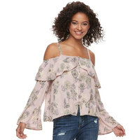 Juniors' American Rag Floral Cold-Shoulder Top