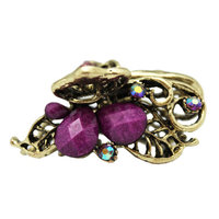 Bronze Butterfly Hair Claw Clip - Elegant Purple Rhinestone Hair Clip