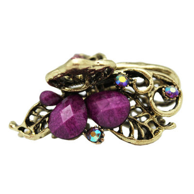 Bronze Butterfly Hair Claw Clip - Elegant Purple Rhinestone Hair Clip