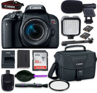 Canon EOS Rebel T7i DSLR Camera with Canon EF-S 18-55mm f/4-5.6 IS STM Lens, LED Light, Microphone, Accessory Bundle
