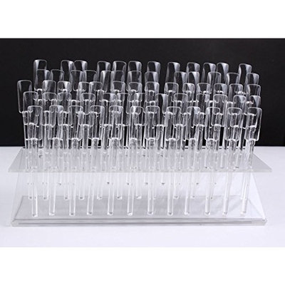 Finger Angel 64 PCS UV Gel Nail Art Tips Samples Nail Sticks Acrylic Nail Display Stand Rack Practice Tool Clear