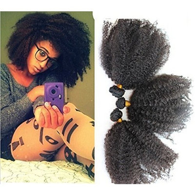 12'' Unprocessed Virgin Mongolian Afro Kinky Curly Human Hair Extensions for Black Women Beauty and Hair Salon Natural Black 100g/one Bundle