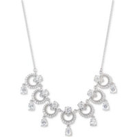 Silver-Tone Cubic Zirconia Link Statement Necklace, 16