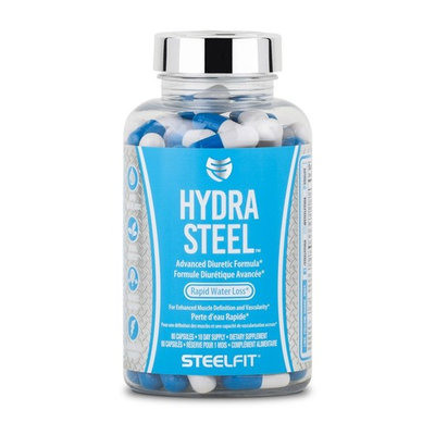 Hydra Steel All Natural Herbal Advanced Diuretic Formula for Rapid Water Loss - Prevents Bloating - Electrolyte Support - 80 Capsules - Made in USA