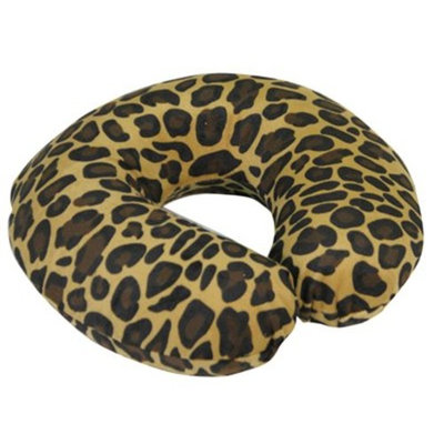 MP Essentials Animal Pattern Super Velour Luxury Memory Foam Comfort Neck Support Cushion (Travelling, Car, Plane, TV, Reading) (Blue) (Tan Leopard)