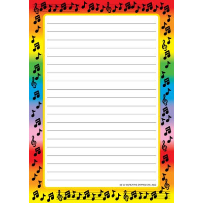 Creative Shapes Etc. Large Notepad - Music Border / Lined