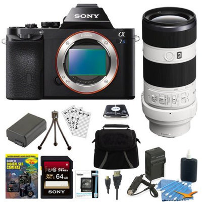 Sony ILCE-7S/B a7S Full Frame Camera + SEL 70-200mm F4 G OIS Lens Accessory Bundle
