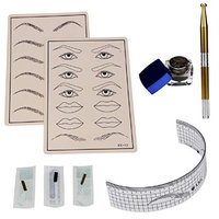 Vovotrade Permanent Makeup Microblading Eyebrow Tattoo kit Pen Needle Paste Skin Ruler