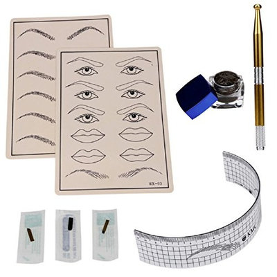 Vovotrade Permanent Makeup Microblading Eyebrow Tattoo kit Pen Needle Paste Skin Ruler