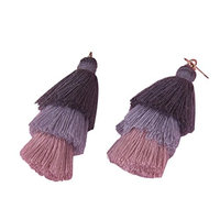 DZT1968 Women girl 9X2.5cm ThreeColor Bohemia Hook Fringe Dangle Drop Earrings