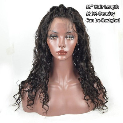Human Hair Wigs for Black Women-Glueless Full Lace Wigs with Baby Hair Brazilian Hair Water Wave 130% Density Natural Color 22inch