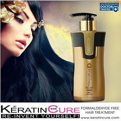 Keratin Cure Best Treatment Gold and Honey Bio 10 Ounces for Silky Soft Hair Formaldehyde Free Professional Complex with Argan Oil Nourishing Straightening Damaged Dry Frizzy Coarse Curly Wavy Hair
