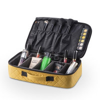 KIOTA Professional On The Go Portable EVA Makeup Train Case Cosmetic Travel Storage Organizer Bag with Dividers and Brush Pockets - Canary Yellow