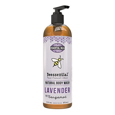 Beessential Natural Body Wash, Lavender, Sulfate-Free Bath and Shower Gel with Essential Oils for Men & Women, 16 oz