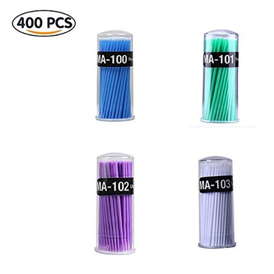 Sherlocker 400 Pieces Dental Disposable Product Dental Micro Applicator Brushes Great for Dental / Oral / Makeup ( Multiple colours)