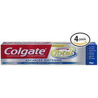 (PACK OF 4 TUBES) Colgate Total ADVANCED TOOTH WHITENING Toothpaste. Whitens & Removes Surface Stains! ANTI-CAVITY FLUORIDE, ANTI-GINGIVITIS & ANTI-PLAQUE! (Pack of 4 Tubes, 8.0oz each Tube): Health & Personal Care