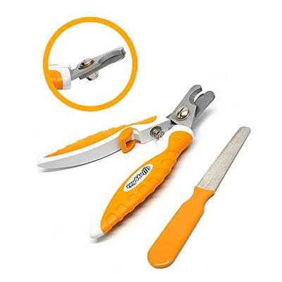 Wagglies Professional Dog Nail Clippers - Ergonomic Handle, Angled Head and Quick Sensor Guard - Precision Trimming From Chihuahua To Great Dane - Plus Grooming EBook Guide and Nail File