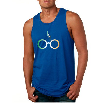 Allntrends Men's Tank Top Irish Harry Glasses Scar St Patrick's Day Top (S, Royal Blue)