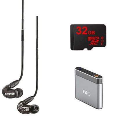 Shure Sound Isolating Earphones w/Dynamic MicroDriver (Black) w/ FiiO A1 Amp Bundle