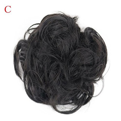 dzt1968 Women Curly elastic Bun Twirl Piece Scrunchie Wigs Extension Hairdressing (C)