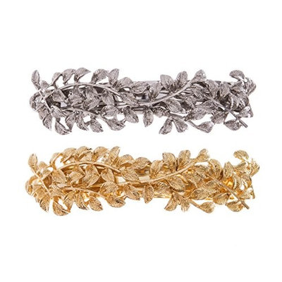 Hair Clips, Hair Barrettes Silver and Glolden 2-Count French Barrette For Women and Girls By yigou beauty