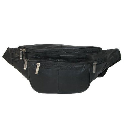 Unisex Leather Extra Large Fanny Waist Pack with Nylon Strap