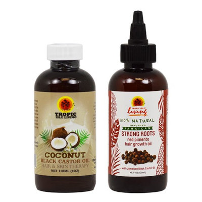 Tropic Isle Living Jamaican Black Castor Coconut Oil + Strong Roots 'SET'