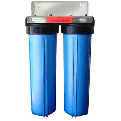 Premier DUAL BIG BLUE WATER FILTER Housing 4.5 X 20 / 1' with PR Bracket and wrench