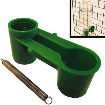 4 Pack Of Green Soda Pop Water Bottle Bird Drinker Cups & Mounting Springs