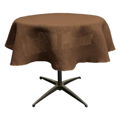 LA Linen TCBurlap51R-Brown Round Dyed Natural Burlap Tablecloth Brown - 51 in.