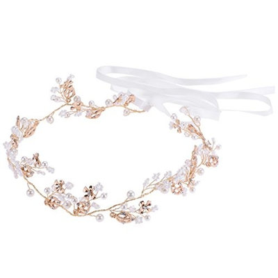 MagiDeal Diamante Rhinestone Pearl Headband Wedding Bridal Tiara HairBand HeadPiece Gift
