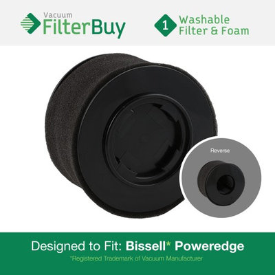 Bissell PowerEdge Washable & Reusable Dust Cup Filter. Designed by FilterBuy to fit Bissell PowerEdge Hard Floor Vacuum Model #'s 81L2 & 81L2T. Replaces Bissell Part # 54A2.