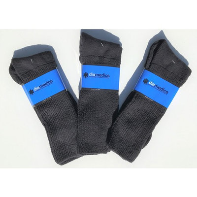 Big Tall XL 100% Cotton Black Diabetic Crew Socks