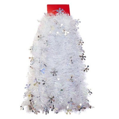 12ft Silver Snowflake Tinsel Garland - Wondershop