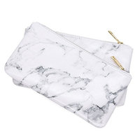 Marble PU Brush Makeup Bag Zipper Closure Marble Handbag Pouch Beauty Make Up Brush Holde Cosmetics Storage Bag Makeup Tool